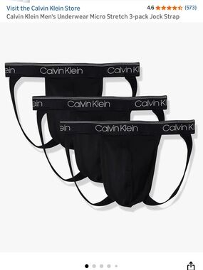 Calvin Klein Men’s Jock Strap 3 Pack Classic Fit Black Size XL New